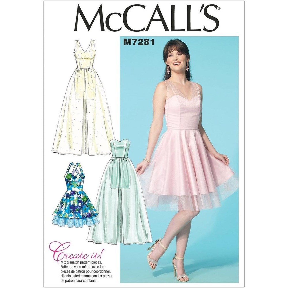 Misses Dress Sewing Pattern McCalls M7281 Sizes 6-14 Halter Flared Skirt Dress